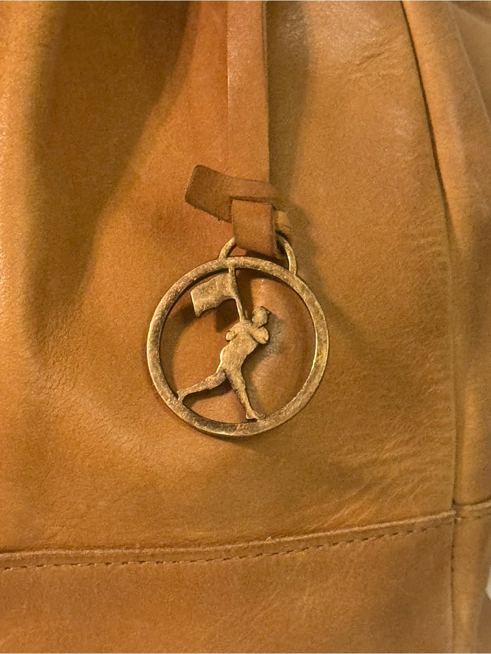 Vintage BASEBALLISM Glove Leather Drawstring Bucket Bag Purse British Tan - Picture 10 of 10